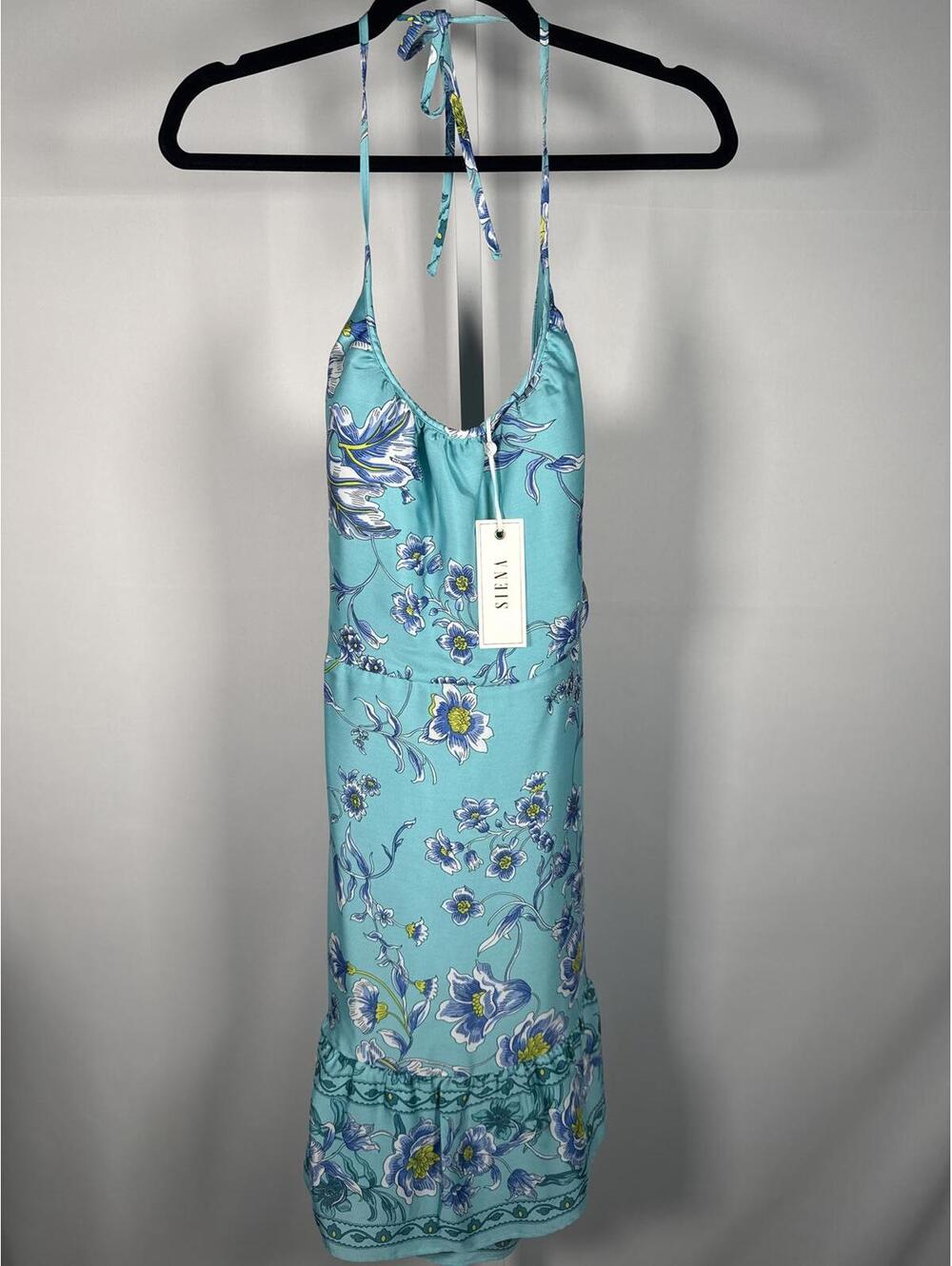 NWT Sienna Aqua Blue Floral Halter Midi Dress Size 8 - Picture 3 of 7